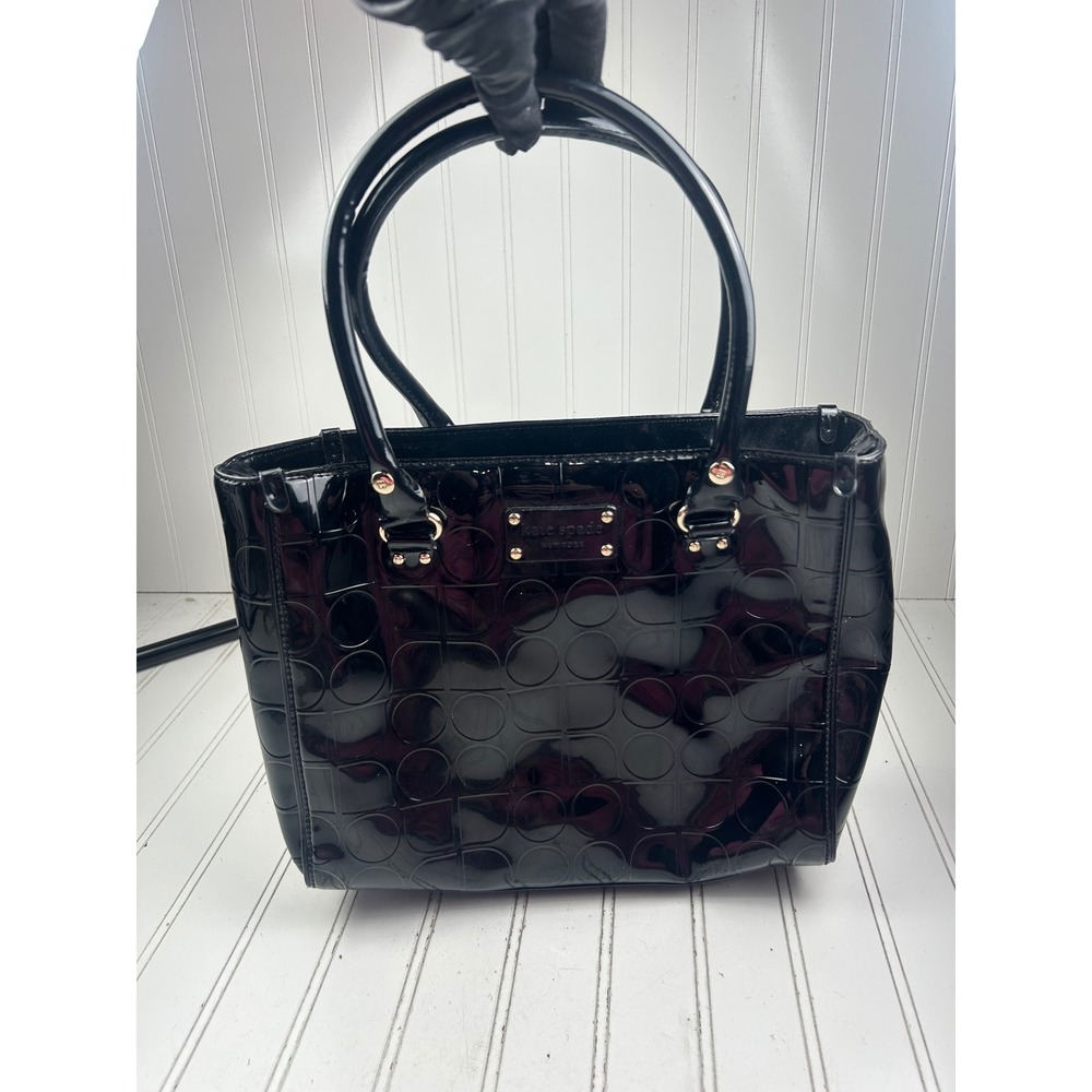 Kate Spade Vintage Prestwick Noel Quinn Black Patent Leather Shoulder Bag Tote - Picture 2 of 13